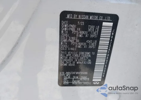 2024 Infiniti Qx80 Luxe from USA, damaged, VIN JN8AZ2AF9R9765066